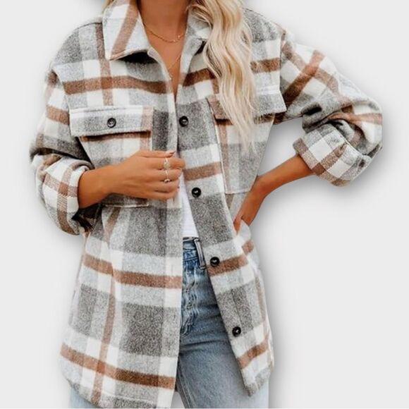 Amazon Tops - Amazon Plaid Oversized Flannel Shacket Women’s Size L